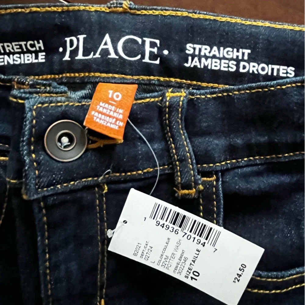 ⭐️NWT - Children's Place - Dark Denim - Straight Stretch Boys Jeans Size 10